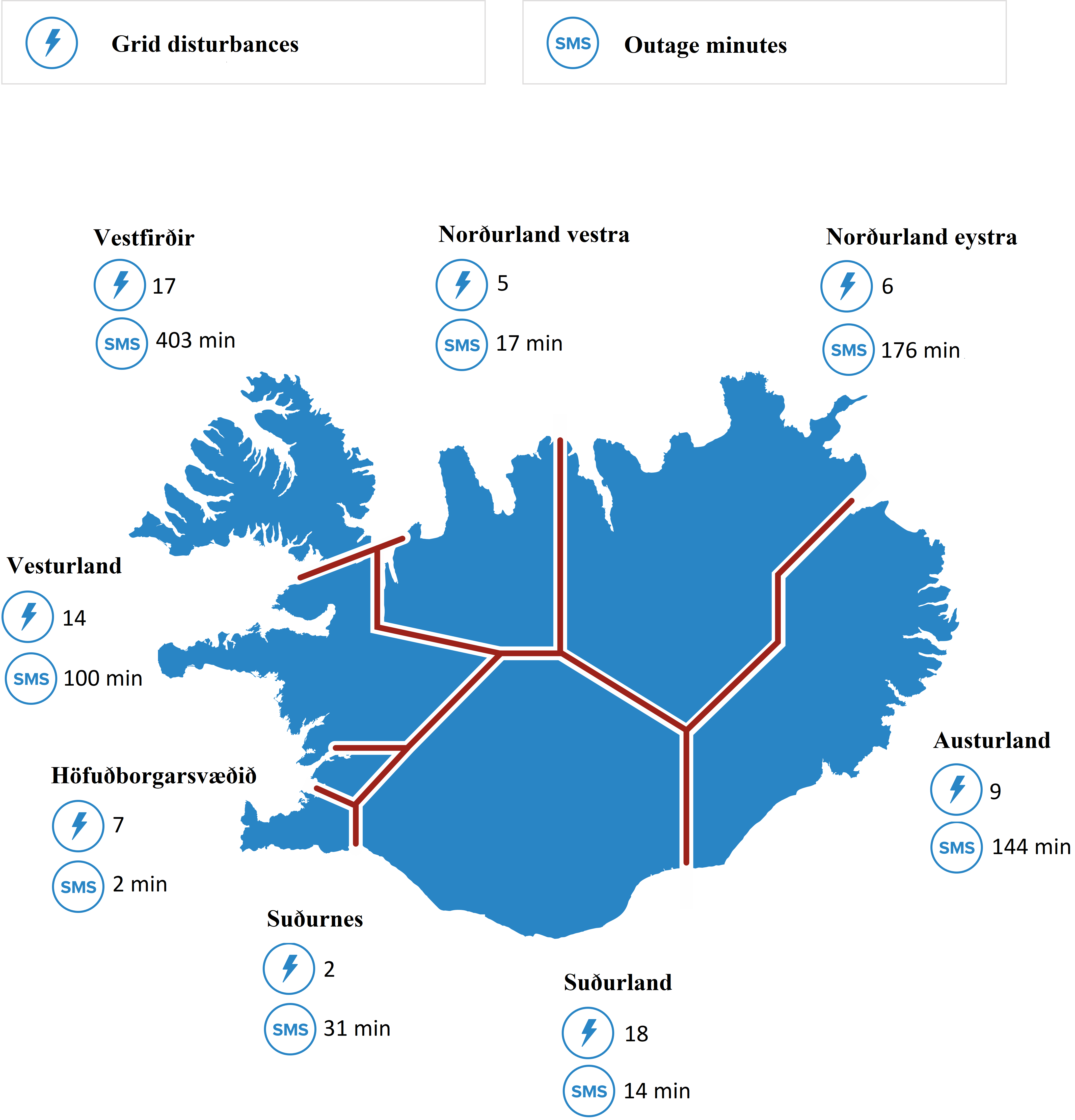 Kort af Íslandi